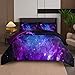 NINENINE Galaxy Comforter Girls Twin Bedding Sets Purple Comforter Set Bed in a Bag Twin Space Bedding Set with 1 Comforter 1Pillowcase