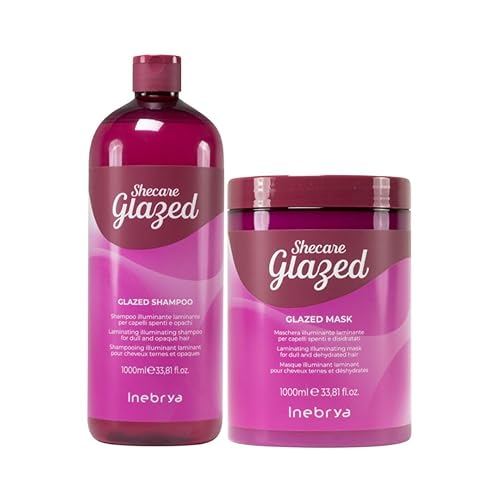 Shecare Glazed Laminating Illuminating Shampoo and Mask - Fórmula de ácido hialurónico para cabello vibrante, 2 x 33.8 fl oz