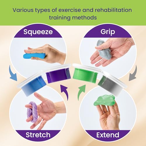 2 Kits of 4 Packs Theramandu Therapy Putty (3oz Each), Physical Therapy Hand Putty for Adults, Sensory Stress Relief & Hand Muscle Strengthening Exercise Therapy Putty, 4 Different Resistances - Image 4