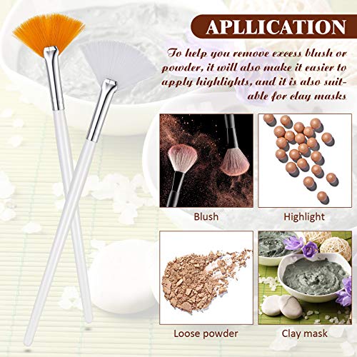 8 Pieces Fan Facial Brushes Fan Acid Applicator Long Handle Brush Cosmetic Tools For Makeup Peel (White, Orange) #TOP3