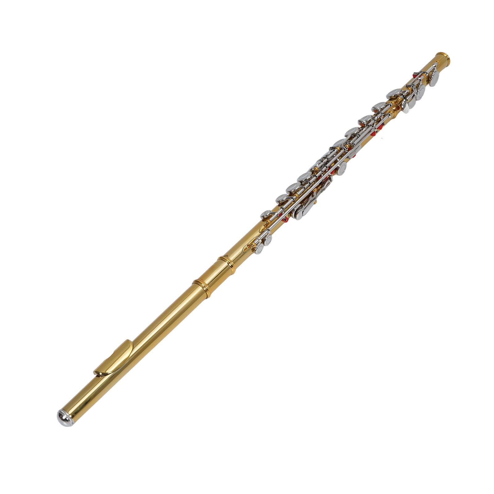 Yctze Flauta C de Latón de 16 Teclas, Flauta Pulida a Mano con Capa Protectora, Estuche y Kit de Limpieza, Instrumento Musical para Estudiantes Principiantes