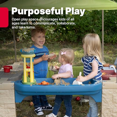 Image of Step2 All Around Playtime Patio with Canopy Playset - Shaded Outdoor Playhouse for Kids with Realistic, Interactive Features, Room for Multiple Toddlers to Play - Dimensions: 60 inch H x 47.5 inch W x 47.5 inch D