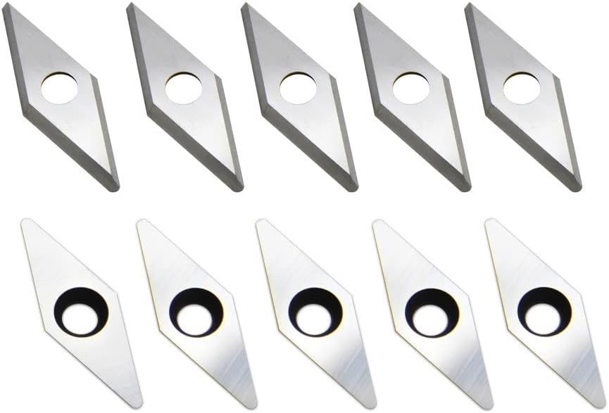10pcs 10 * 28mm-R0.8 Diamond with Radius Carpentry Carbide Insert Cutter Wood Turning Chisels Tips Carbide Tipped Wood Turning Tools for Wood Lathe Turning Tools