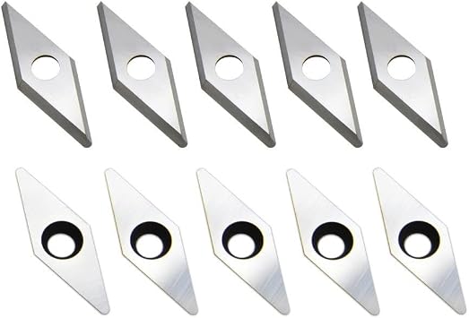 10pcs 10 * 28mm-R0.8 Diamond with Radius Carpentry Carbide Insert Cutter Wood Turning Chisels Tips Carbide Tipped Wood Turning Tools for Wood Lathe Turning Tools