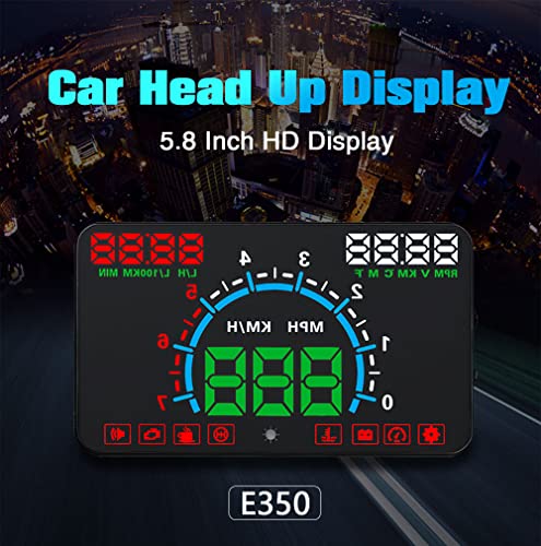 XRC TECH E350 HUD Display Head-Up Display Acceleration Warning OBD2 Car HUD Vehicle Windshield Proje