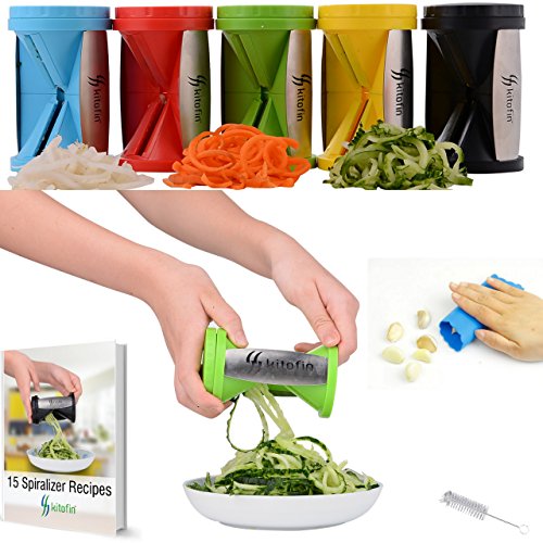 Kitofin Vegetable Spiral Slicer Spiralizer - Carrot Cucumber Zucchini Pasta Noodles Spaghetti Maker