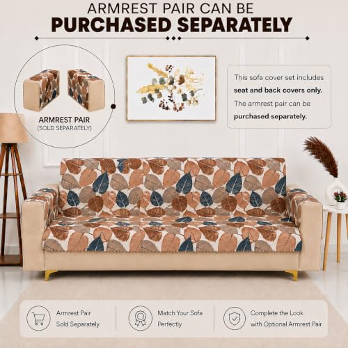 Image of Homerz Premium Printed Quilted Velvet Sofa Slip Cover Protector, Sofa Mat, Exact Size, Antislip Cover (Folia, 3 Seater, Full)
