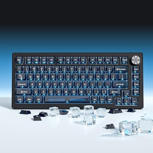 Image of dagaladoo Dark Blue Clear Keyboard keycaps,Transparent keycaps 60 75 100 Percent,Crystal Jelly Key Cap Set,Shine Through Key caps.,Cherry Profile Key caps for Mx Switches Mechanical Keyboard