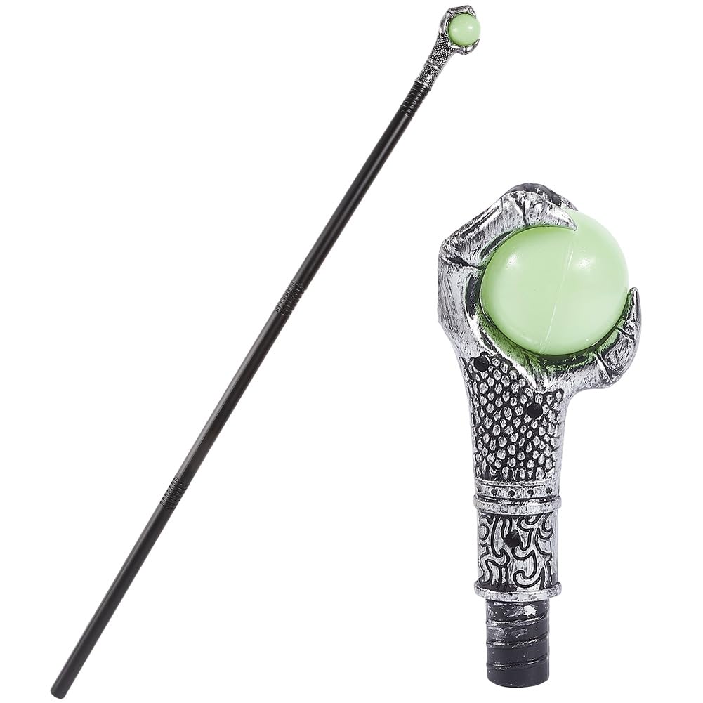 GORGECRAFT Vintage Walking Stick Antique Cane Plastic Halloween Party Cosplay Scepter Silver Eagle Claw Ball Grasping Stick King Wand Costume Cane Handle Knob Punk Prop for Themed Events Stage Shows