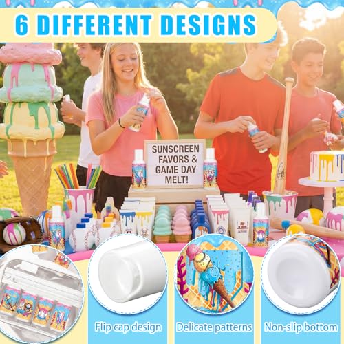Image of 24 Pcs Travel Size Mini Sunscreen Bulk SPF30+ Ice Cream Drip Party Favors Small Sunscreen Sun Protection Stuff for Birthday Sports Coach Team Coach Team Appreciation Gift, 1 Fl. oz(Drip Baseball Gear)