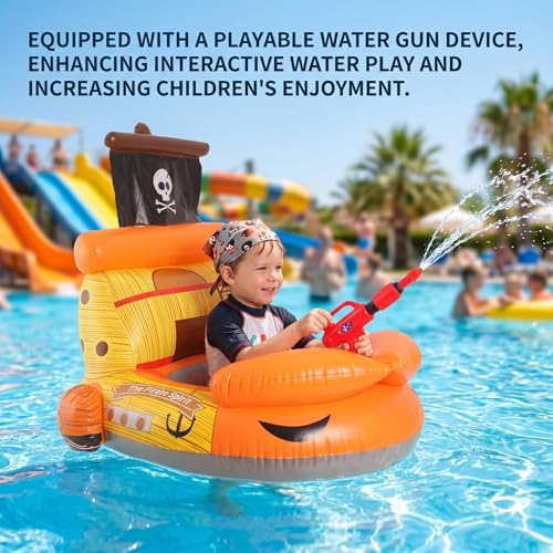 Miniatura 2 de Flotadores Inflables Para Piscina Para Niños, Flotadores De Piscina Para Niños Pequeños, Juguetes De Juego Para Piscinas Con Pistola De Agua Interactiva Para De 4 A 8 Años