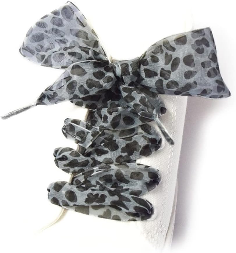 DANCOLOR Long Cute Fashion Leopard Print Ladies Exquisite Small Fresh Lace Flat Bottom Silk Satin All-match Pair Of Shoelaces (Color : Black, Size : 110cm/43.31inch) - Image 3