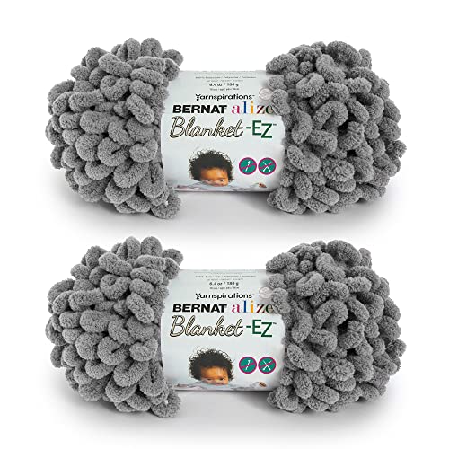 Image of Bernat Alize Blanket-EZ Chunky Yarn for Hand Knitting, Dark Gray 2-Pack