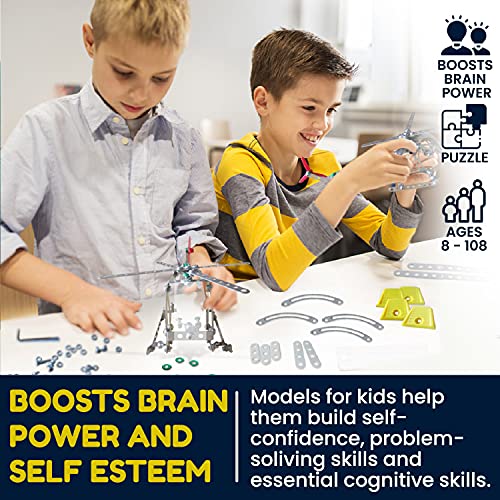 3 Bees & Me Metal Helicopter Erector Set For Boys And Girls Age 8 Years Old To Adult | Fun Stem Toy Building Kit | Educational Birthday Gift For Junior Engineers | Kids Building Projects #TOP2