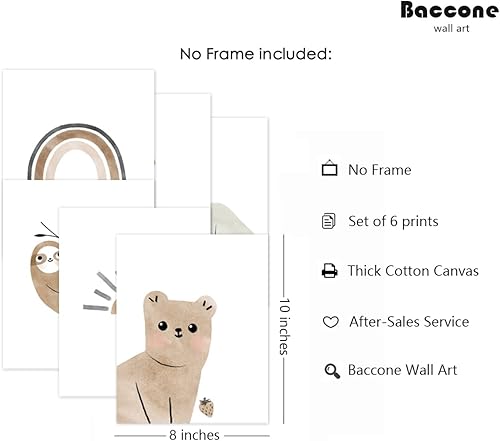 Miniatura 2 de Juego de 6 impresiones artísticas de pared para guardería, arte de pared bohemio para guardería, cuarto de bebé, lienzos, arte de pared para