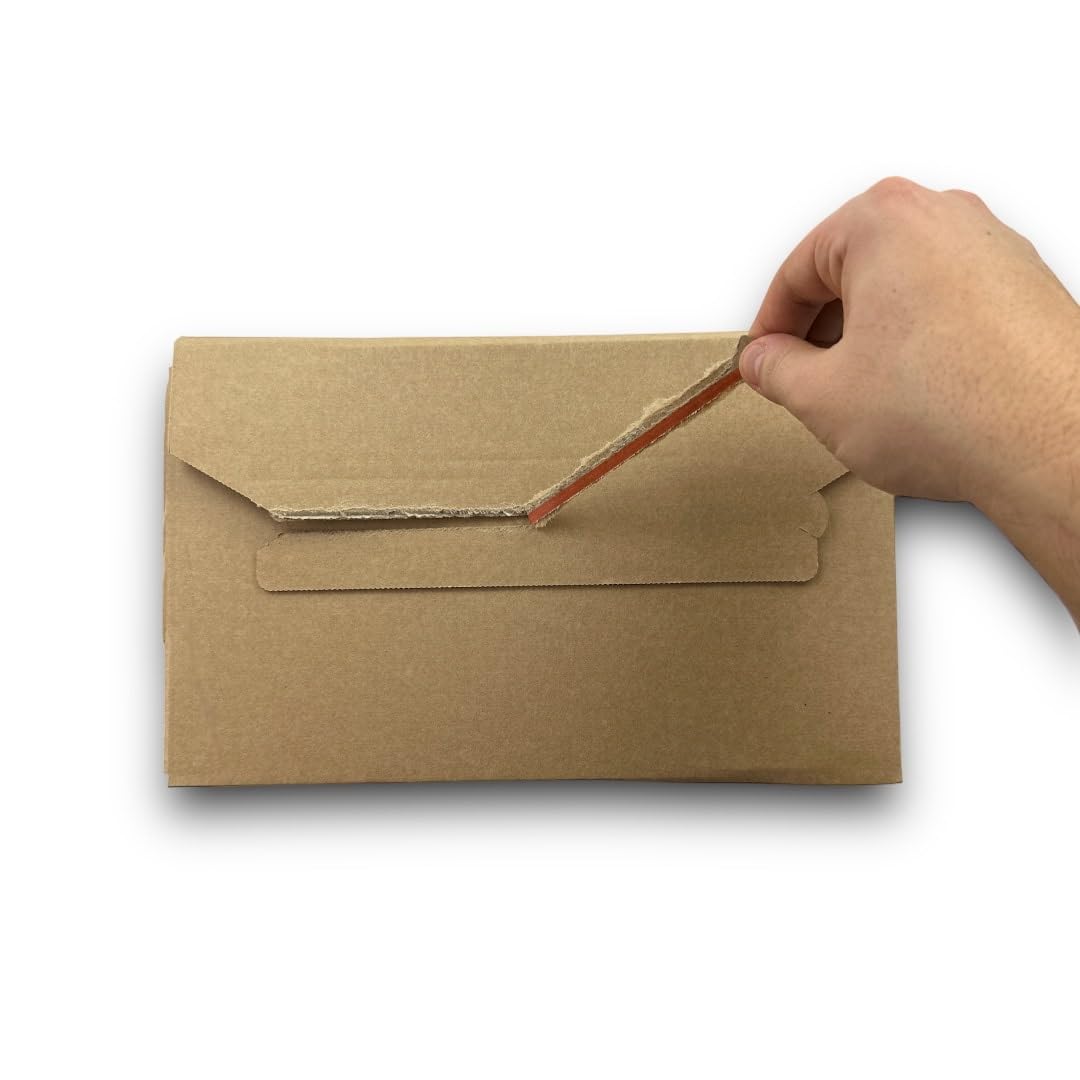 DeineFairpackung - 100 Stück Buchverpackung Din C5 Wellpappe selbstklebend in Braun - Größe 245x165x70mm mit variabler Füllhöhe - Buchverpackung aus Karton für Büchersendung reißfest