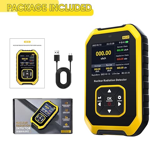 Image of Nuclear Radiation Detector Geiger Counter Radiation Dosimeter Portable Beta Gamma X-ray Rechargeable Radiation Meter with LCD Display, 5 Dosage Units Switched for Household, Industry