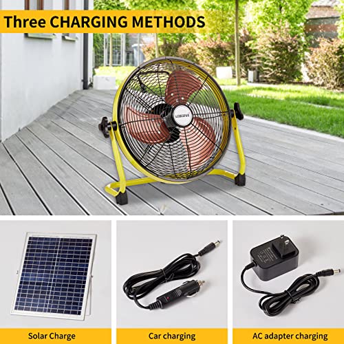 lcocove Solar Powered Fan, Battery Operated Outdoor Fan Can Running 5-24 Hours, Solar Fans For Shed,Home,Ouside,Camping,Solar fan with USB Output For Emergency Situation Without Electric