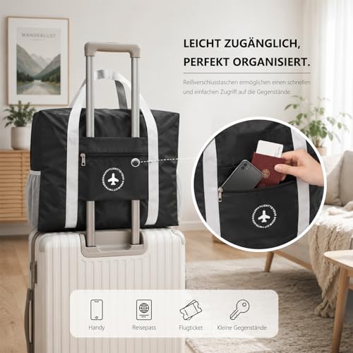 WENRENMK 31L Handgepäck Tasche, Ryanair Handgepäck, Faltbare Reisetasche