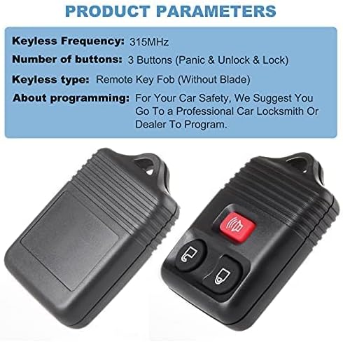 ECCPP Keyless Entry Remote for F-ord for F-150 for F-250 Expedition Explorer Ranger Excursion 2001 2002 2003 2004 Replacement Keyless Entry Remote Control Key Fob Clicker Transmitter 3 Button - Black CWTWB1U212 CWTWB1U331