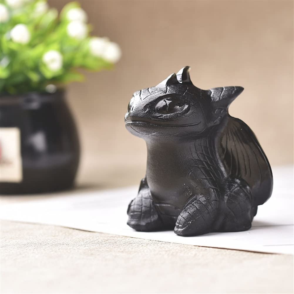 lleno de textura Decoración de cristal Obsidiana natural Cuarzo Muñeca Dragón Cristal tallado a mano Regalo Artesanía Decoración del hogar Arte Figura coleccionable Decoración del hogar Hermosos regal