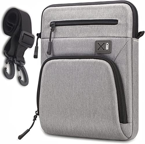 SIMTOP Tablet Case for 12.9 Inches, New iPad Pro (5th/4th/3rd Gen), YKK Zip Pocket, Waterproof Multi Pocket Shoulder Bag, Polyester, Shoulder Strap Tablet Carry Bag, Grey