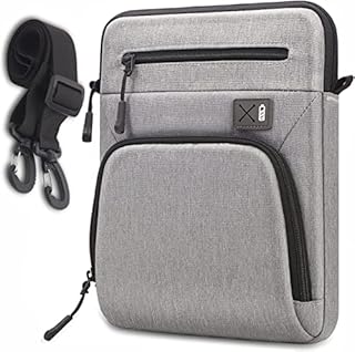 SIMTOP Tablet Case for 12.9 Inches, New iPad Pro (5th/4th/3rd Gen), YKK Zip Pocket, Waterproof Multi Pocket Shoulder Bag, Polyester, Shoulder Strap Tablet Carry Bag, Grey