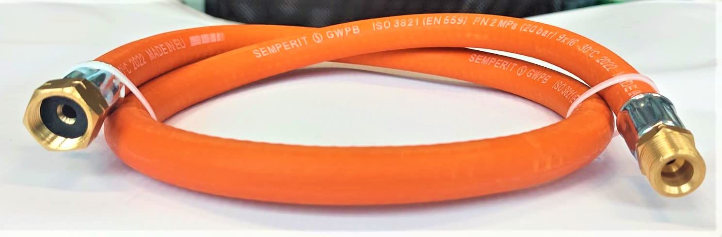 Manguera de gas butano de propano de 1000 cm (10 m), diámetro de 9 mm, conexión LKS de 1/4 pulgadas con acoplamiento rápido, hasta -30 °C, manguera de gas propano, pantalones de gas para