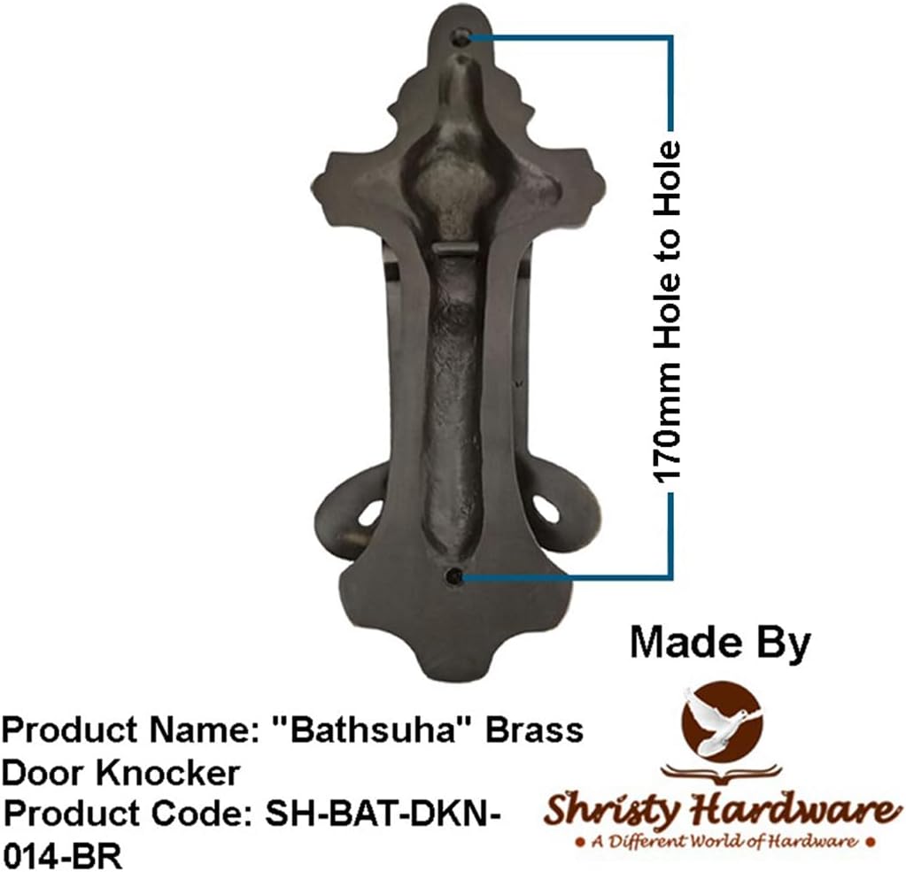 Shristy Hardware "Bathsuha" Brass Door Knocker for Door Front - Exterior for Home Brass Door Knocker - (Pack of 1 Antique Brass Finish)
