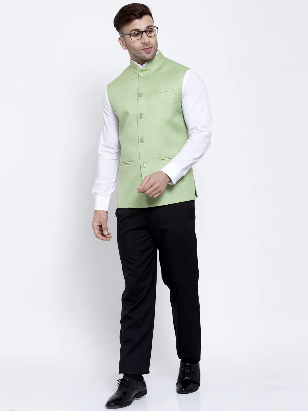 Badoliya & Sons Men's Jute Nehru Jacket (Light Green, 50) - Image 4 thumbnail