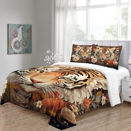 Housse de couette double 200x200cm microfibre douce style jungle sauvage