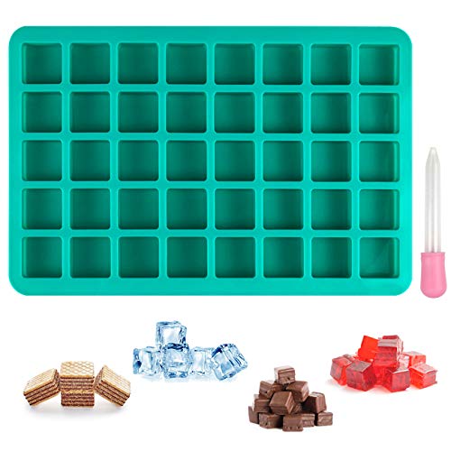 BUSOHA 40-Cavities Square Caramel Candy Baking Silicone Molds With Liquid Droppers for Chocolate Truffles, Ice Cube, Hard Candy, Peanut Butter Fudge, Praline, Gummy Jelly, Nonstick BPA Free