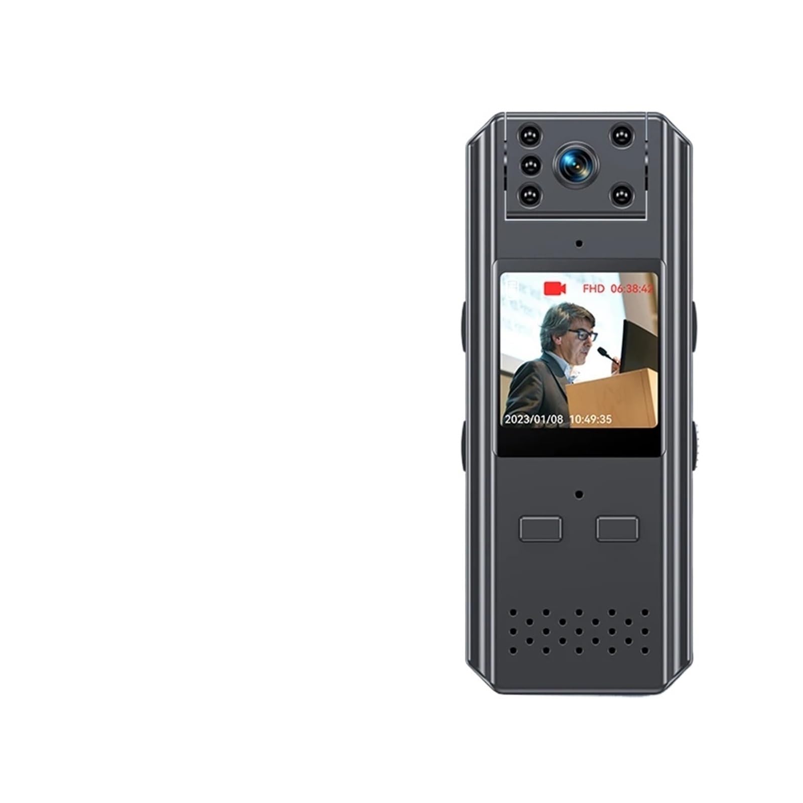 Kogedss 2K No Wifi Body Camera, 4K/2K Hd Image Quality Body Chest Camera Police Mini Ir Night Vision Anti-Shake One-Key Video Voice Recorder Camcorder(2K No Wifi)