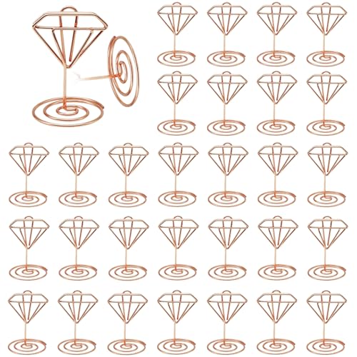 MisFun 30 Pièces Porte Nom Table, Porte Photo Pince, Porte Photo sur Pied, Porte Cartes de Table pour Mariages, Porte Numero de Table, pour Noël le Banquet...