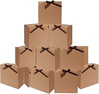 Vista 6 de WLUSEAXI Paquete de 12 cajas de regalo con tapas, cajas de regalo marrones a granel con cinta de lazo marrón, caja de propuesta de dama de honor