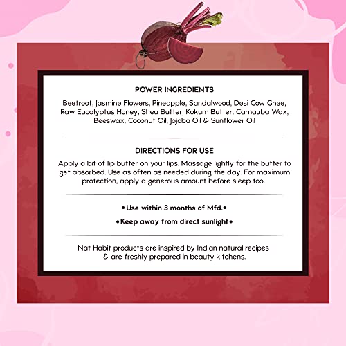 Nat-Habit-Beetroot-Lip-Balm-for-men-women-10g-Lip-mask-for-Lip-Lightening-Dry-and-Chapped-Lips-Natural-Ayurvedic-Fresh-Kitchenmade-Desi-Ghee-Raw-Honey-Shea-Vitamin-E