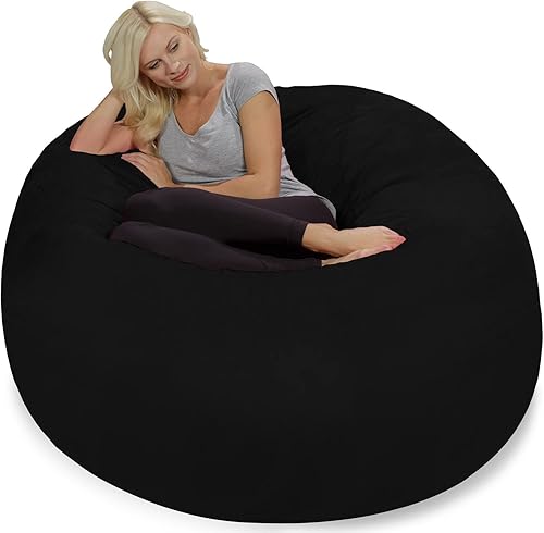 Miniatura 5 de Chill Sack Puf - Sillón gigante de espuma viscoelástica de 5 pies, sofá grande con funda de microfibra suave, color negro ónix Micro Gamuza - Negro