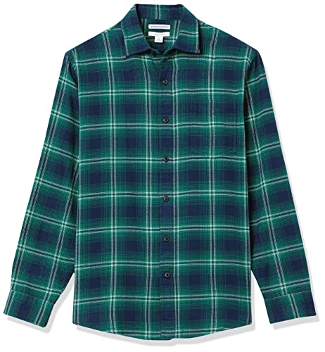 Amazon Essentials Men's Long-Sleeve Flannel Shirt (Available In Big & Tall), Navy/Green, Ombre, X-Large #TOP5