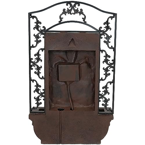 Image of Sunnydaze French Lily 33-Inch Electric Outdoor Wall Water Fountain - Iron