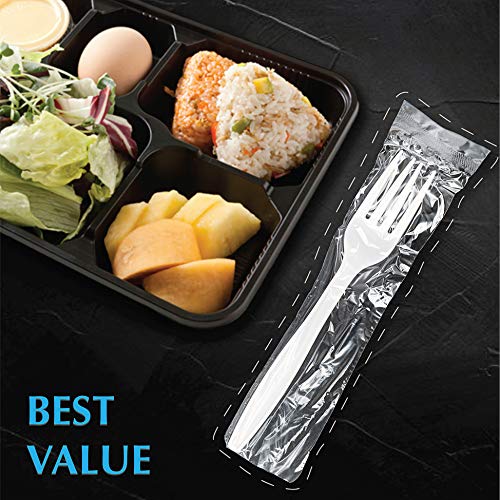 Individually Wrapped White Plastic Forks 500 Pcs- Medium Weight - Ideal for House Party, Backyard BBQ, Picnic, Home, Use.……
