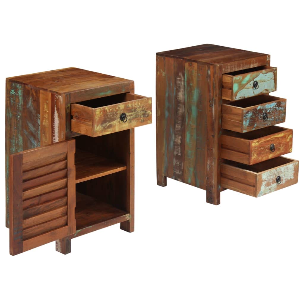 Recycelter Altholz Schreibtisch massiv 140x50x77 cm mit 5 Schubladen und 1 Schrankfach, abnehmbare Schreibtischplatte, Bürotisch für Homeoffice, Ordnung