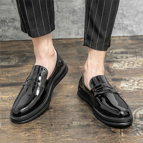 Optigard Men's Leather Slip-On Penny Loafers Comfortable Lightweight Casual Dress Shoes Formal Business Work Shoes4