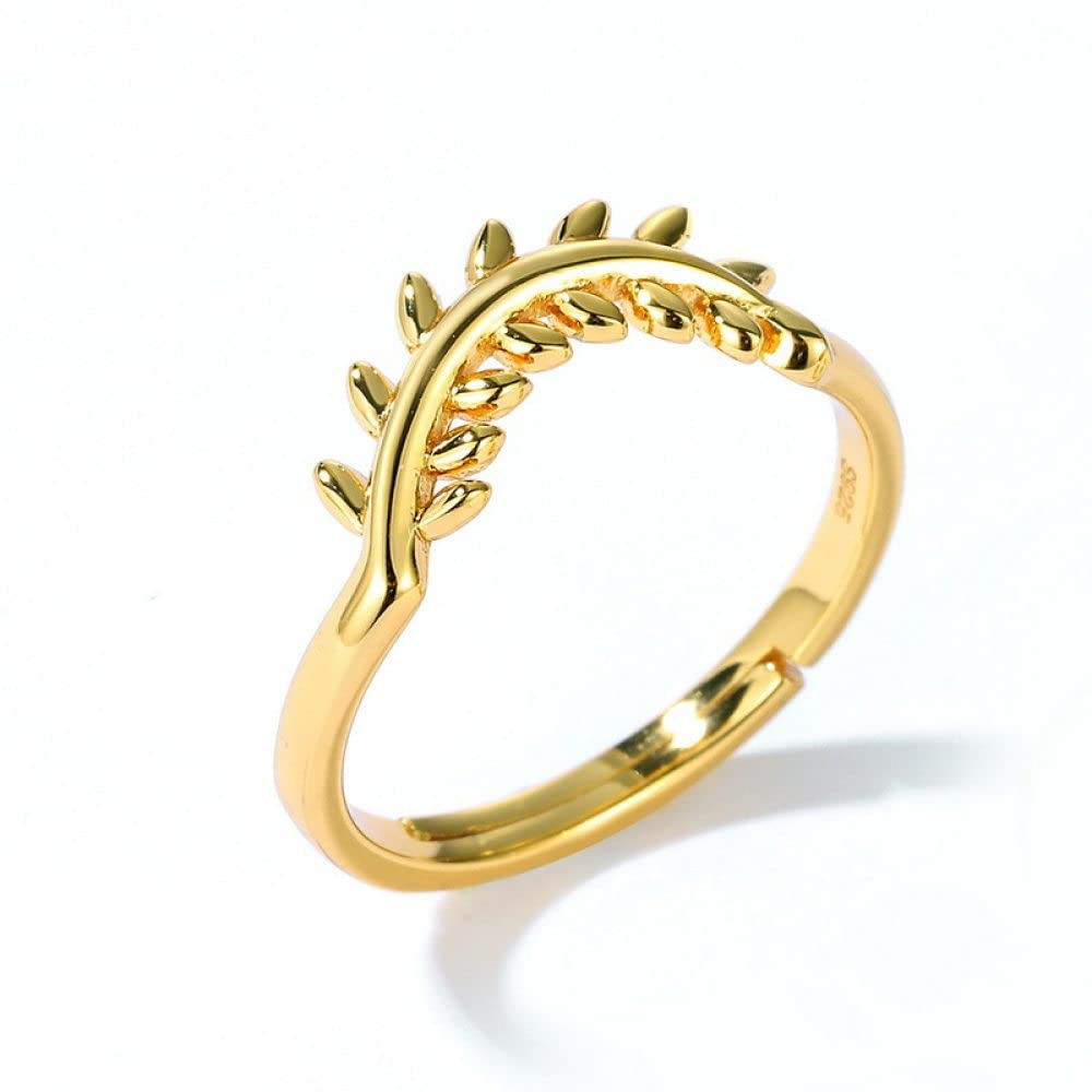 HGJH Anello in Argento Sterling 925,Anelli Regolabili per Donna Rami di Salice Argento Sterling 925 Micro Pavé Zircone Retro Impilabile Placcato Oro 7 Chakra Anelli di Promessa per Ragazze Signore