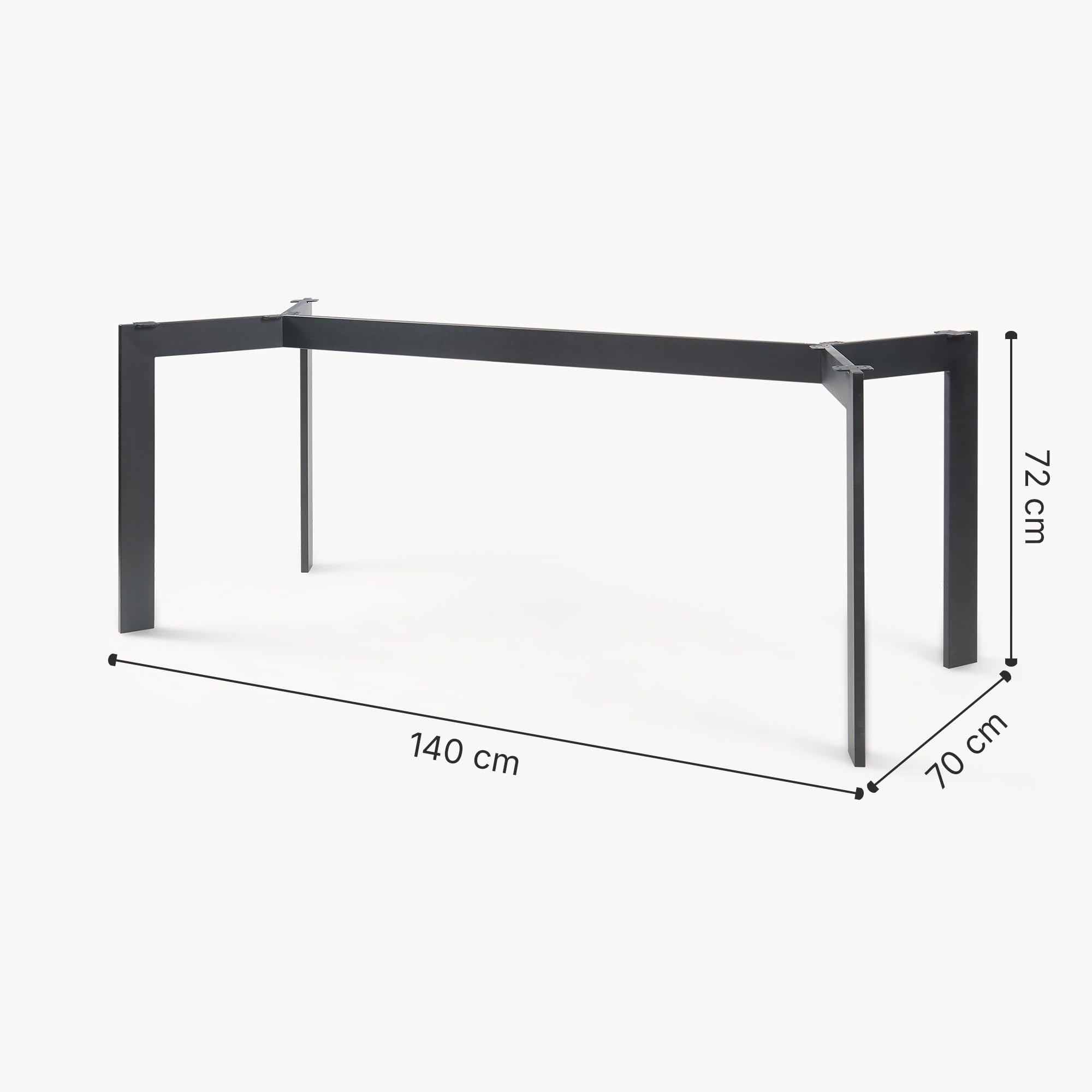 [en.casa] Telaio per Mobili 'Fai da Te' in Acciaio Struttura a 4 Gambe per Tavolo da Pranzo Scrivania Base per Banco da Lavoro 140 x 70 x 72 cm - Nero