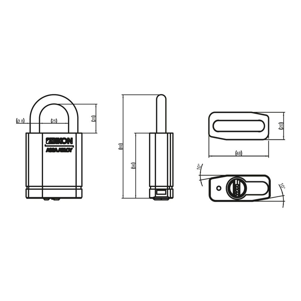 IKON RW6 Vorhängeschloss inkl. 2 Schlüssel - lichte Bügelhöhe 25mm - mit Zwangsschließung