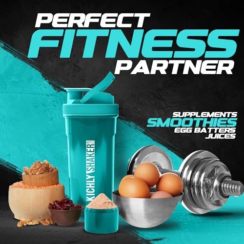 KICHLY Shaker Bottle (700 ml) Plastic Protein Shaker Bottle with Mixing Ball - Non-Leak Cap with Twist & Lock Protein Box Storage – Fitness & Workout Partner (Teal, Pack of 1) - Image 6