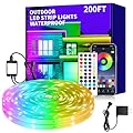 vimeepro 200ft Outdoor LED Strip Lights Waterproof,IP68 Outside Led Light Strips Waterproof with APP/Remote Control,Music Sync RGB Exterior Led Rope Lights for Bedroom roof Garden Staircase Parties