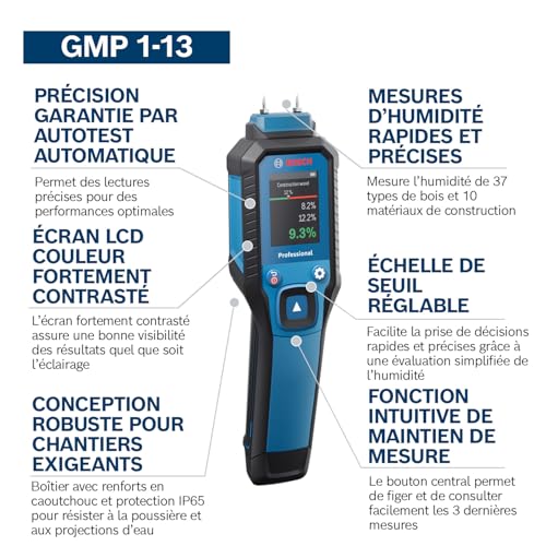 Humidimètre à broches GMP 1 13 pour bois et matériaux BOSCH 0601078000 - vue 6
