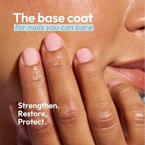 Image of Kerasal Strengthen & Restore Base Coat- Stronger, Smoother Nails, 0.5 fl oz | Strengthening Base coat with Hydrolyzed Keratin & Hyaluronic Acid helps nails look smoother, feel stronger and protected.