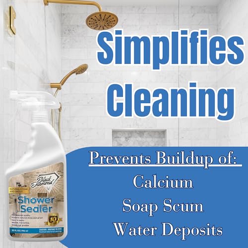 Image of Black Diamond Stoneworks Natural Stone Shower Sealer Quart + Ultimate Grout Cleaner with Brush Quart (2-Pack) - Seals & Protects Showers, Deep Cleans Tile & Grout
